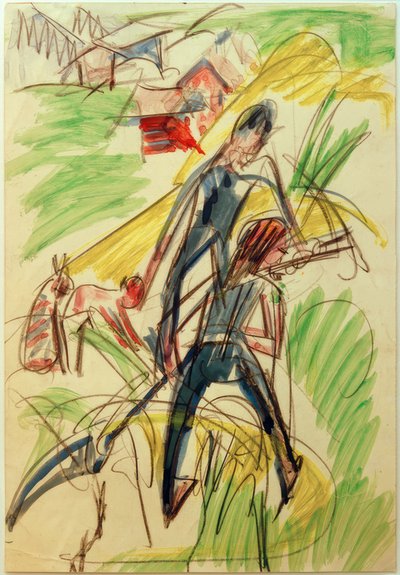 Maaien boeren door Ernst Ludwig Kirchner