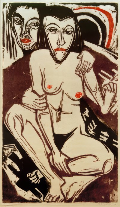E.L.Kirchner, Melancholie (Zelfportret met Erna) door Ernst Ludwig Kirchner