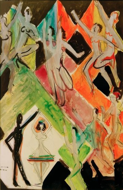 Ontwerp voor de muurschildering Kleurendans door Ernst Ludwig Kirchner