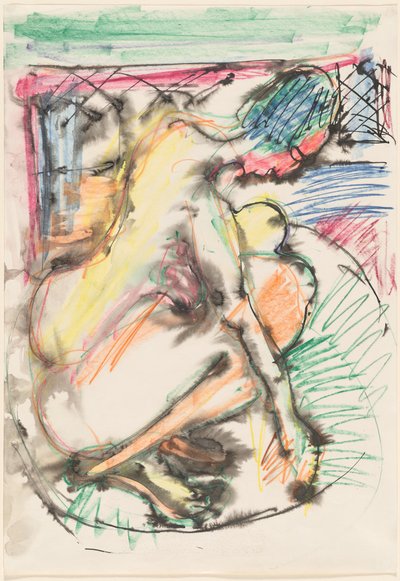 Erna in een badkuip door Ernst Ludwig Kirchner