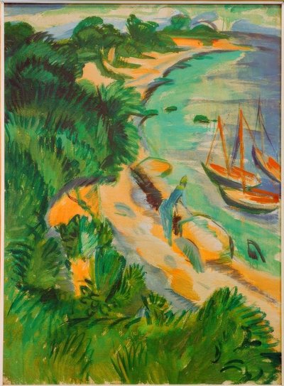 Fehmarnbaai met boten door Ernst Ludwig Kirchner