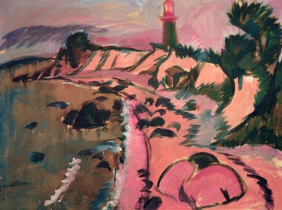 Fehmarnkust met vuurtoren door Ernst Ludwig Kirchner