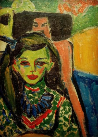 Fränzi voor gesneden stoel door Ernst Ludwig Kirchner