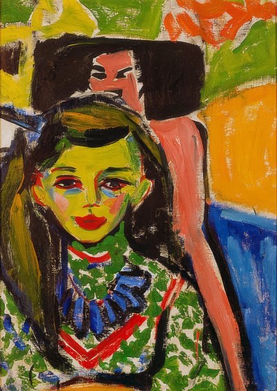 Fränzi voor gesneden stoel door Ernst Ludwig Kirchner