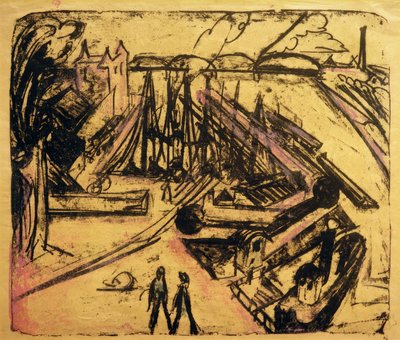 Vrije haven Frankfurt am Main door Ernst Ludwig Kirchner