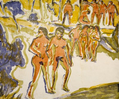 Groep zwemmers door Ernst Ludwig Kirchner