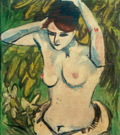 Halfnaakt met opgeheven armen door Ernst Ludwig Kirchner