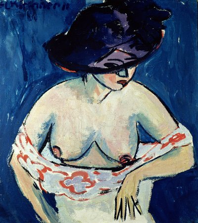 Halfnaakte vrouw met een hoed, 1911 door Ernst Ludwig Kirchner