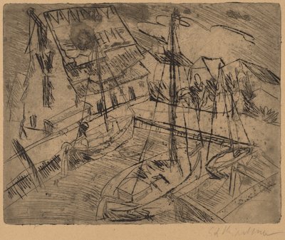 Haven bij Burgstaaken door Ernst Ludwig Kirchner