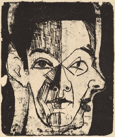 Hoofd Studie door Ernst Ludwig Kirchner