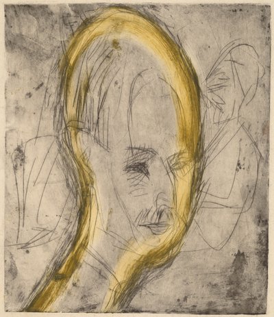 Hoofd van Dr. Bauer, 1921 door Ernst Ludwig Kirchner