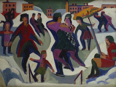 Schaatsbaan met Schaatsers, 1925 door Ernst Ludwig Kirchner