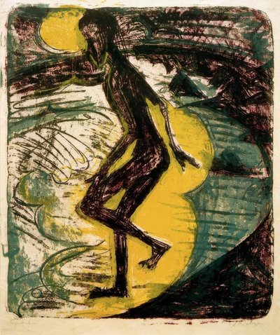Man die in zee stapt door Ernst Ludwig Kirchner