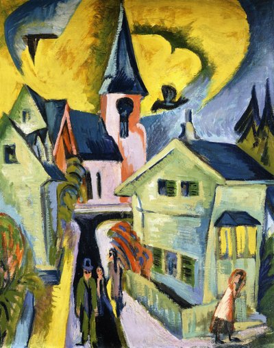 Konigstein met Rode Kerk door Ernst Ludwig Kirchner