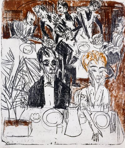 Gedekte tafel door Ernst Ludwig Kirchner
