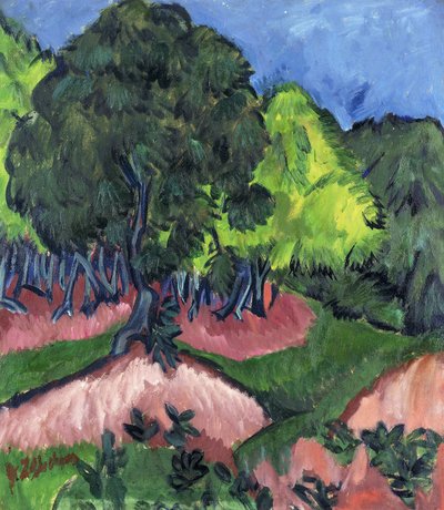 Landschap met kastanjeboom, 1913 door Ernst Ludwig Kirchner