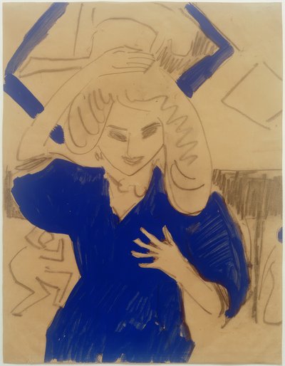 Meisje in blauwe jurk door Ernst Ludwig Kirchner