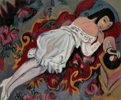 Meisje in een wit hemd door Ernst Ludwig Kirchner