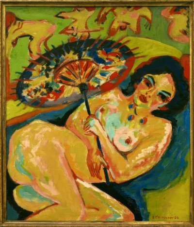 Meisje onder Japanse paraplu door Ernst Ludwig Kirchner