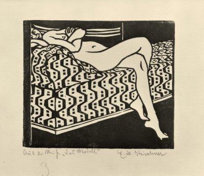 Naakt meisje op de sofa door Ernst Ludwig Kirchner