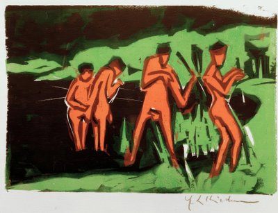 Baden met riet door Ernst Ludwig Kirchner