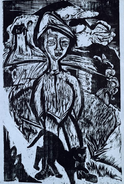 Bergjongen in storm, 1921 door Ernst Ludwig Kirchner