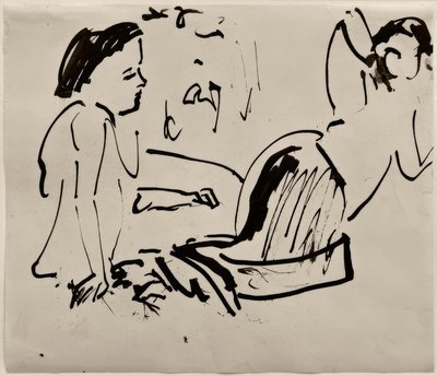 Zonder titel (Twee zittende vrouwen) door Ernst Ludwig Kirchner
