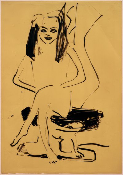 Zonder titel (zittende Marcella) door Ernst Ludwig Kirchner
