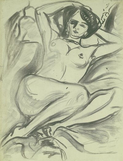 Liggend Naakt (Isabella), 1906 door Ernst Ludwig Kirchner