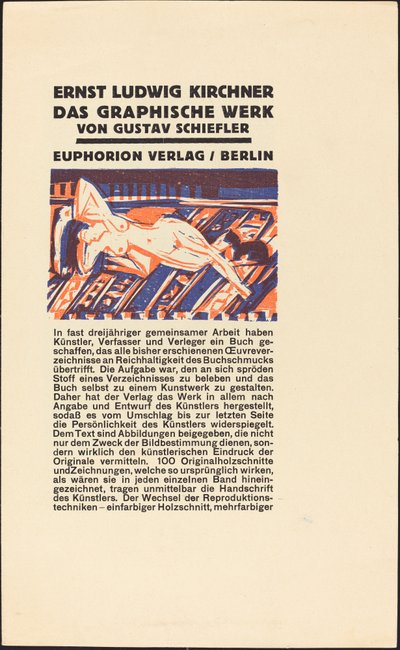 Liggende Naakt met Kat (Illustratie voor Ernst Ludwig Kirchner: Das Graphische Werk) door Ernst Ludwig Kirchner