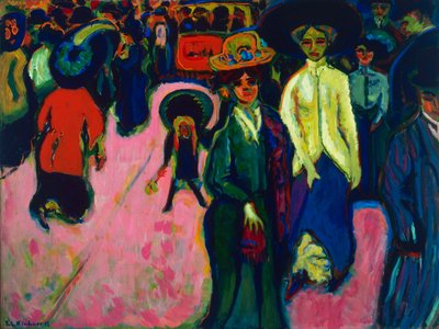 Straat, Dresden (Duitsland). Schilderij van Ernst Ludwig Kirchner, olie op doek door Ernst Ludwig Kirchner