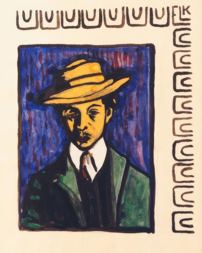 Zelfportret met hoed door Ernst Ludwig Kirchner