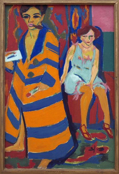 Zelfportret met een model door Ernst Ludwig Kirchner