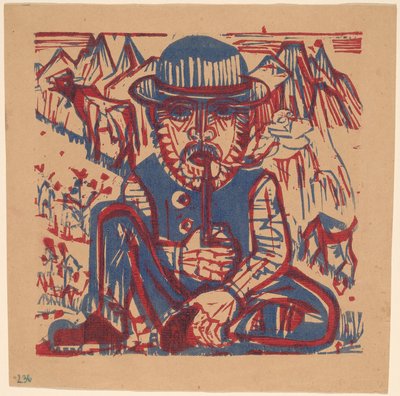 Rokende boer door Ernst Ludwig Kirchner
