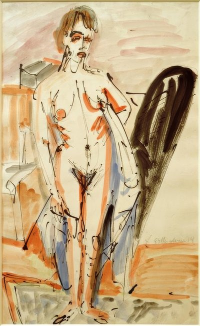 Staande naakt (Staande naakte vrouw) door Ernst Ludwig Kirchner