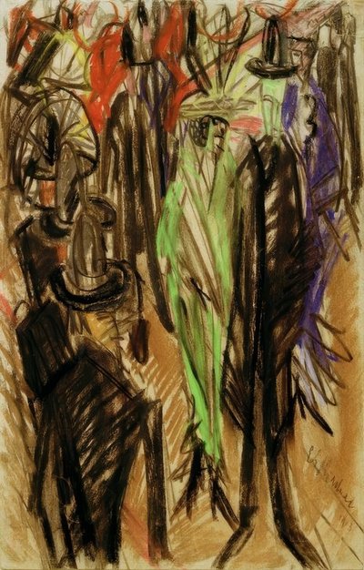 Straatscène met Groene Dame door Ernst Ludwig Kirchner