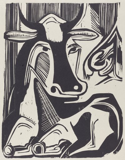 De Grote Koe die Ligt door Ernst Ludwig Kirchner