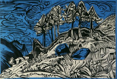 Bomen op een berghelling door Ernst Ludwig Kirchner