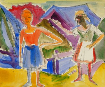 Twee Figuren door Ernst Ludwig Kirchner