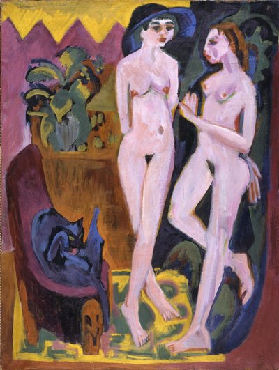 Twee naakten in een kamer door Ernst Ludwig Kirchner