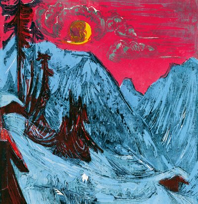 Winterse maanverlichte nacht door Ernst Ludwig Kirchner