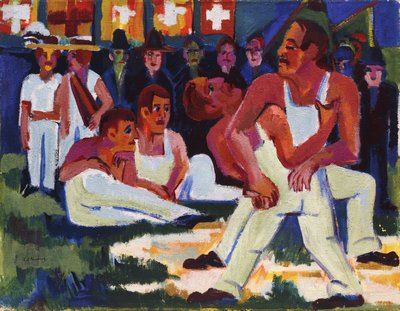 Worstelaars, 1923 door Ernst Ludwig Kirchner