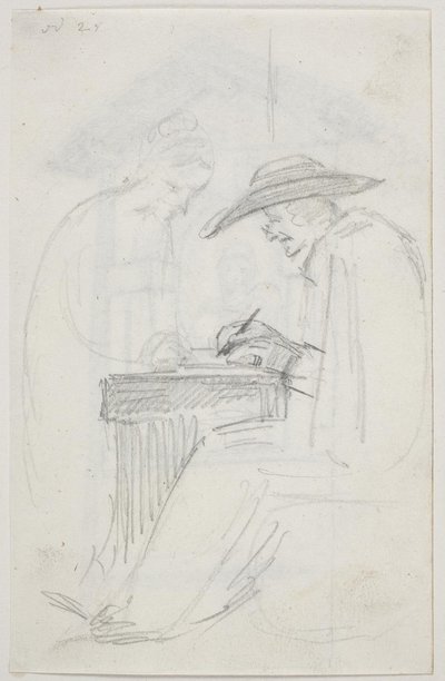 Studie voor "De briefschrijver en het meisje" door Ernst Meyer