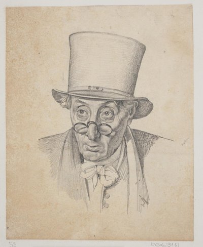 Studie voor het hoofd van de briefschrijver met bril door Ernst Meyer