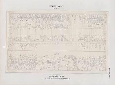 Tekening van het plafondschilderij in de Sarcofaagzaal, 19e dynastie, Thebe, Biban-el-Muluk, Nieuwe Koninkrijk, illustratie uit 
