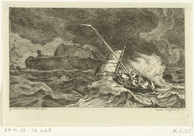 Zeilboot op stormachtige zee door Ernst Willem Jan Bagelaar