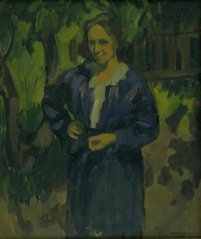 Een dame in een tuin. Anna Thorup door Ernst Zeuthen