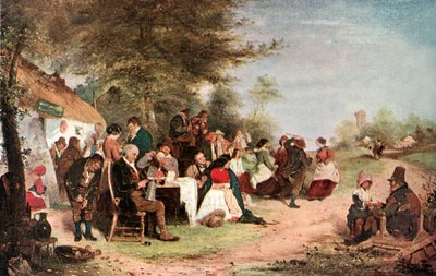 Een Ierse vrolijkheid (kleurenlitho) door Erskine Nicol