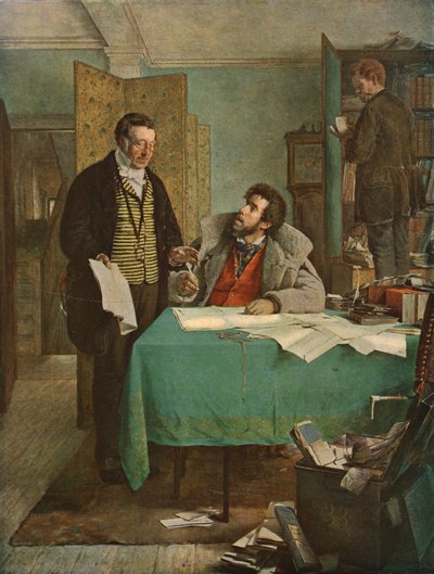Het nieuwe huurcontract ondertekenen, 1868, c1930 door Erskine Nicol