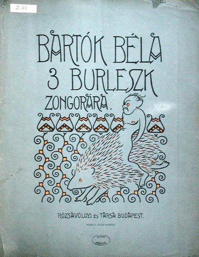 Voorkant van een partituur voor drie burlesken voor piano door Bela Bartok (1881-1945) 1912 door Ervin Voit